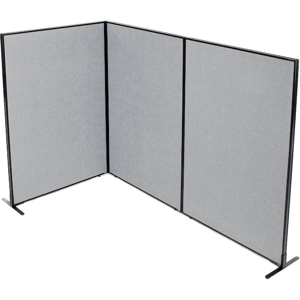 Interion By Global Industrial Interion Freestanding 3-Panel Corner Room Divider, 48-1/4inW x 72inH Panels, Gray 695054GY - main